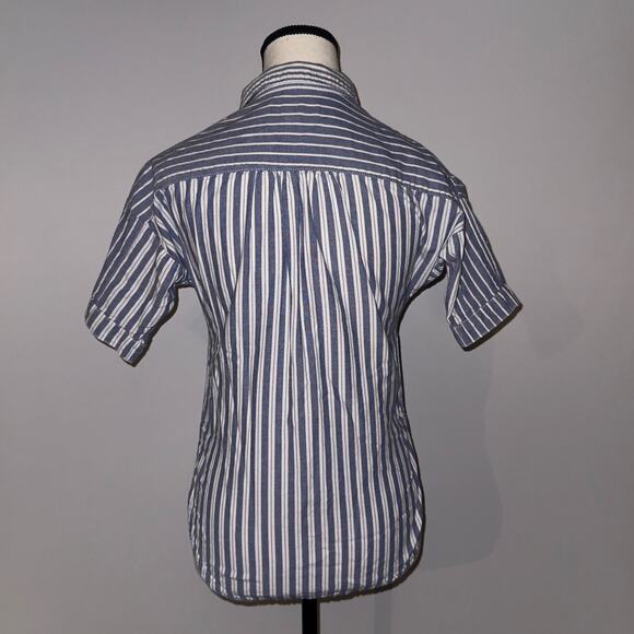 Free Assembly Striped white and blue Button Down Shirt XS - Picture 2 of 7